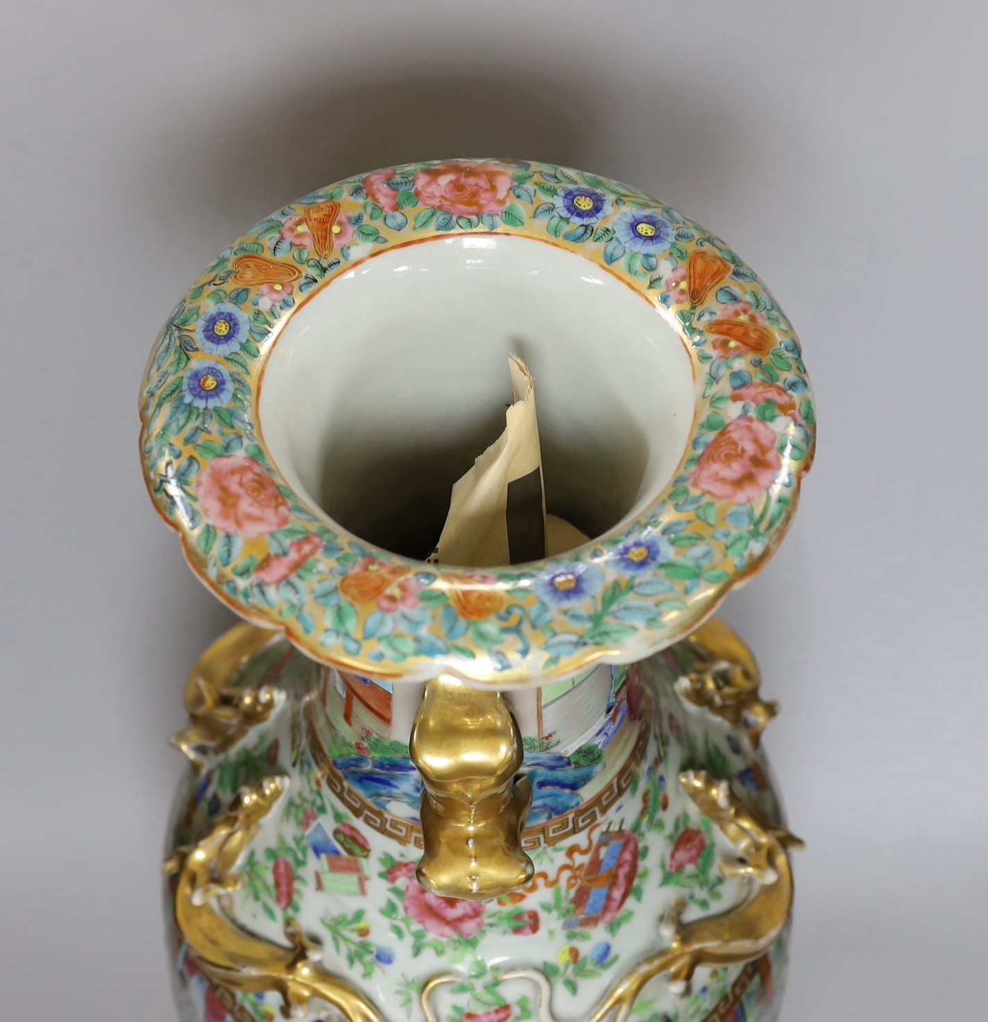 A large Canton baluster vase, 61cms high